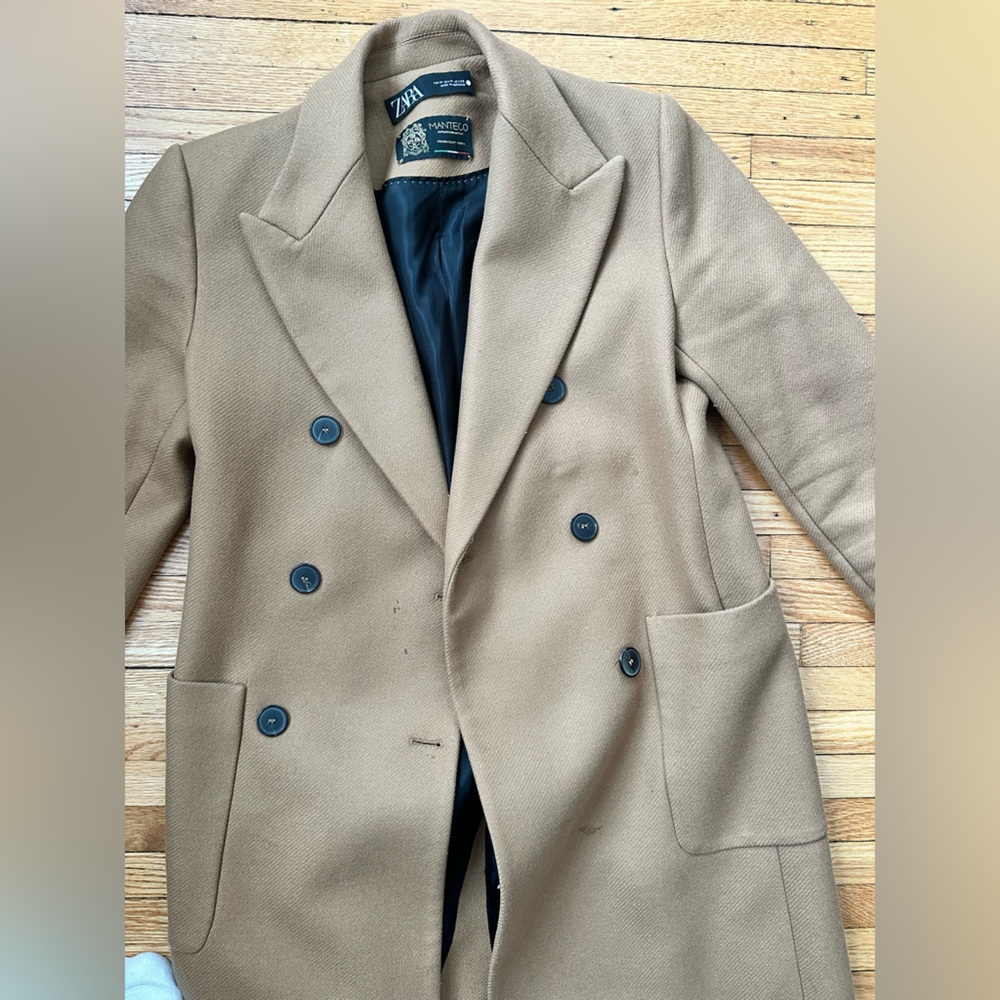 Zara Wool Blend Coat - Tan - Size M - Picture 2 of 4